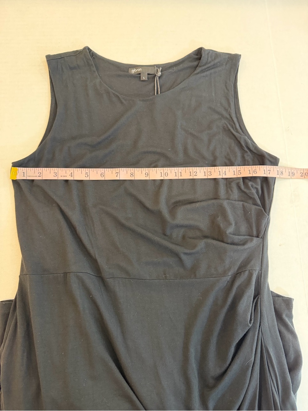 NWT Gibson Look Side Pleated Tank Dress in Black | Size L - Picture 8 of 9